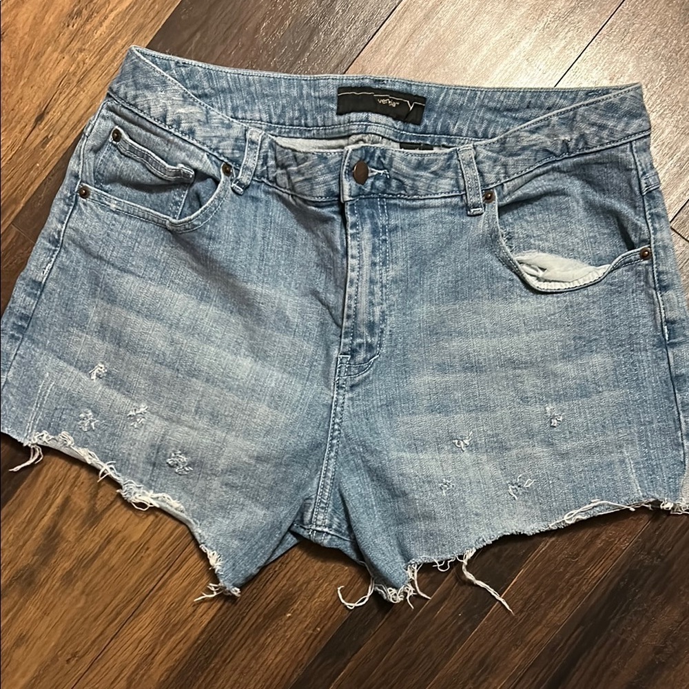 Venezia Blue Distressed Jean Shorts